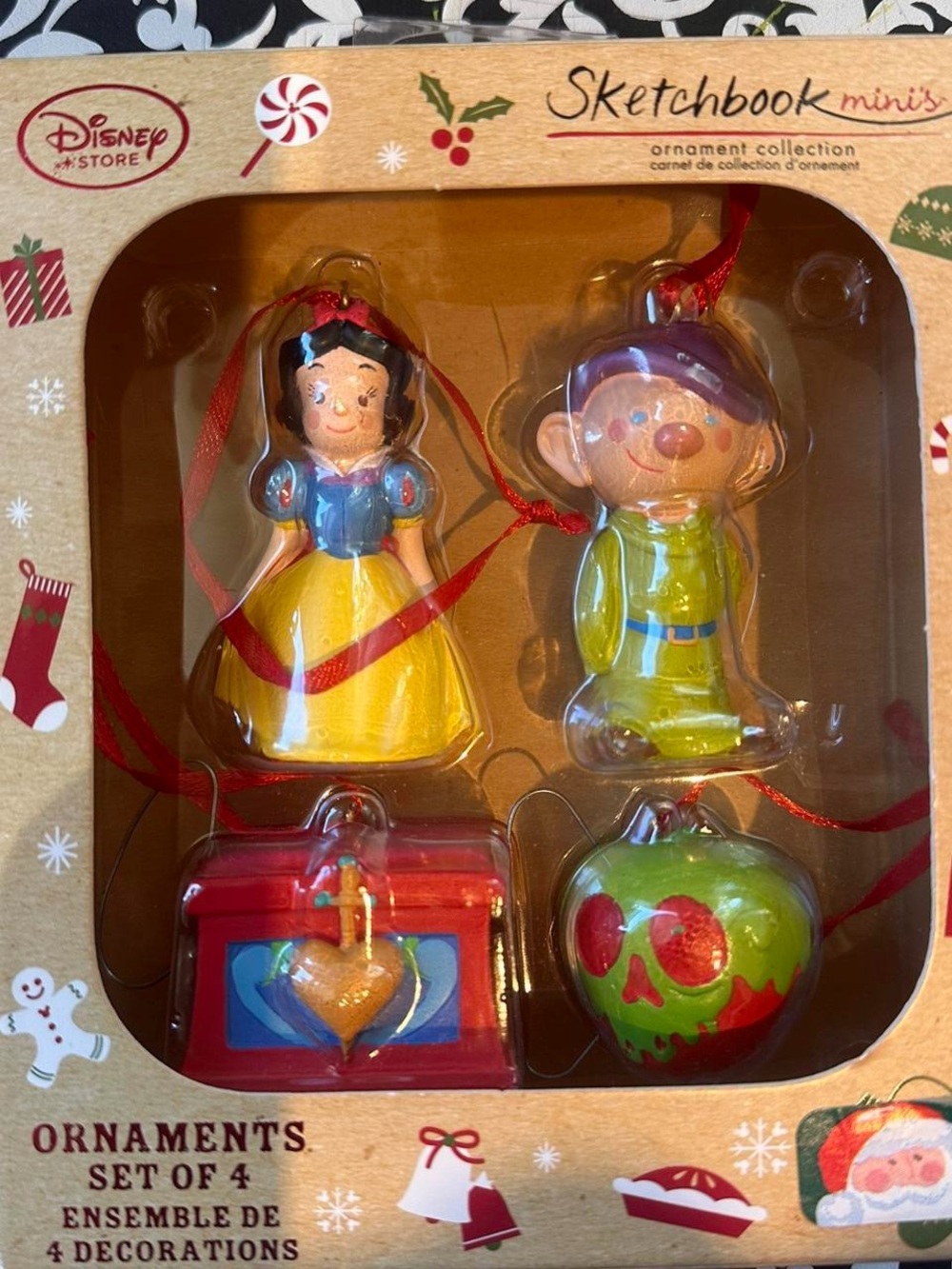 Disney Sketchbook Minis Snow White Ornament Set - Yellow, Blue, Green, Red